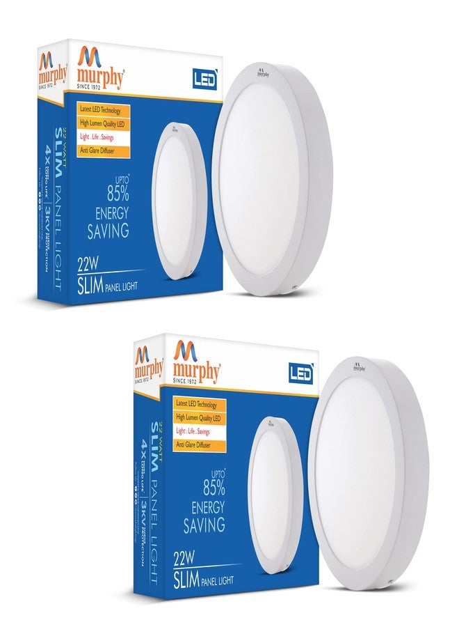 Murphy Aluminium 22-Watt Slim Round Led Surface Mount Panel Light (Cool White, Pack Of 2), No False Ceiling Required - Image 1